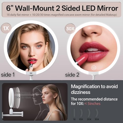 Espejo de Maquillaje de Pared LED 6" Doble Cara miniatura 6