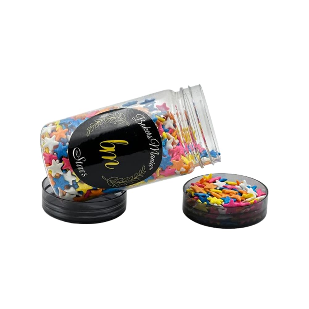Bakers Mania Star Shaped (150gm) Edible Sprinkles for Cake, Cupcake, Dessert, Pastry, Ice Cream, Brownies Decoration, Baking Cake Items (Star Sprinkles 1 PC)