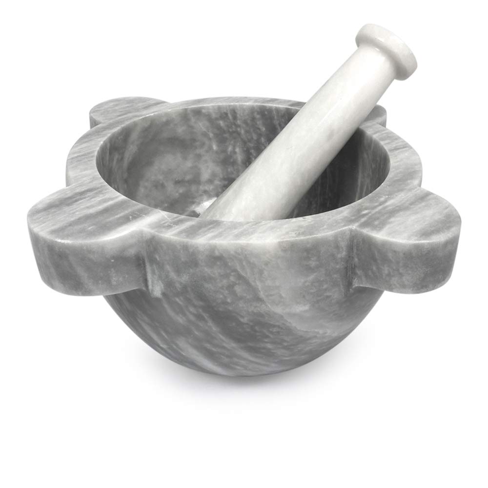 Mortaio da Cucina o Farmacia con Pestello in Marmo Marble Mortar with Pestle Art Decor D.20cm