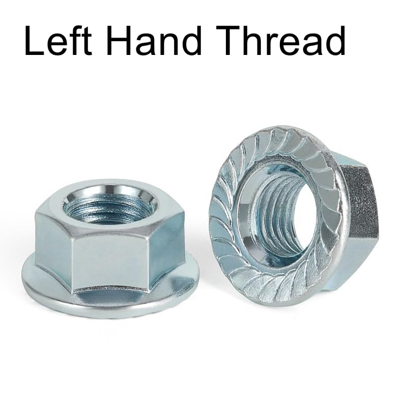 Flange Lock nut, Left Hand Thread Hex Flange Nut M4 M5 M6 M8 M10 M12 Carbon Steel Zinc Plated Lock Nut(M5x0.8 (30pcs))