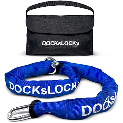 DocksLocks Heavy Duty Cinch Style 8mm Security Chain - (3ft, 6ft or 10ft) - Weatherproof Hardened Chrome Alloy Carbon Steel for Bikes, Motorcycles, Scooter, ATVs, Trailer and More 6ft Cover