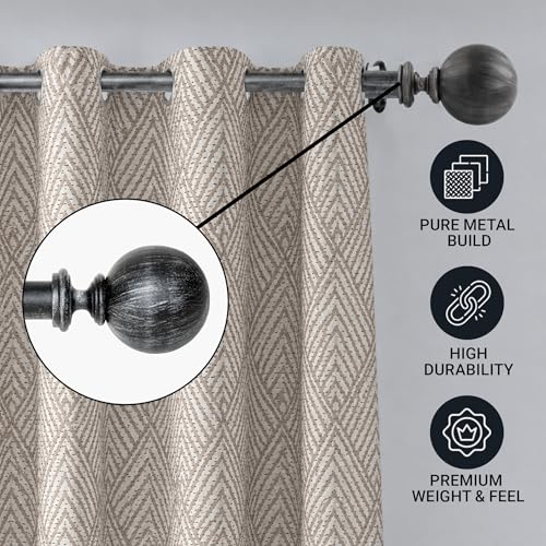 Image of Deco Window 44 inch-120 inch Adjustable Rustproof Curtain Rod for Doors & Windows with Brackets, Extendable Iron Metal Pipe Holder with Ball Rustic Silver Finials (Antique Pewter,25MM Diameter)