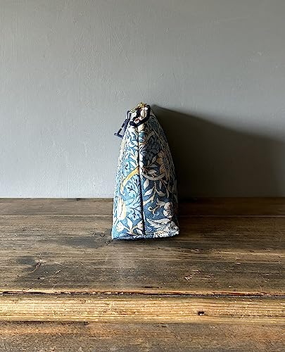 William Morris Strawberry Thief Sack Bag, Blue, 21cm x 13cm x 6cm - Image 2