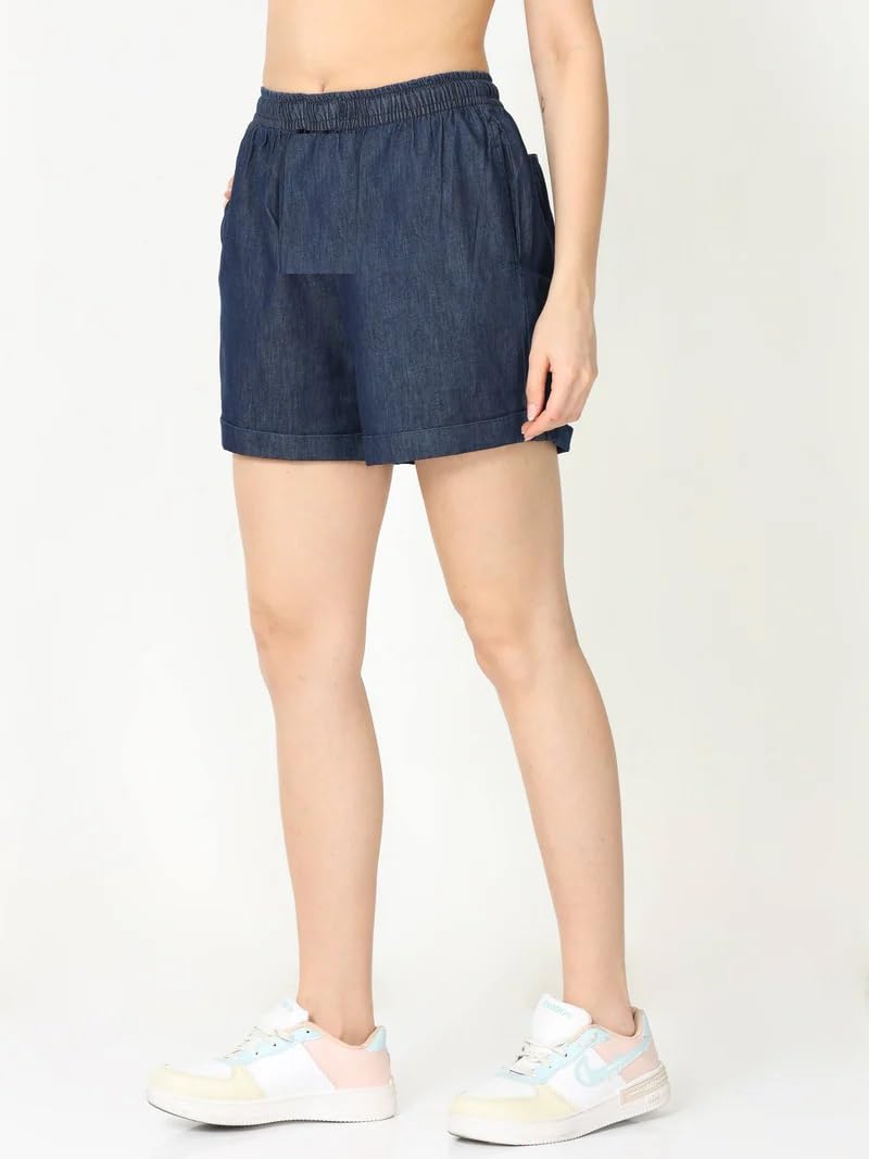 tripursundari fashion Navy Blue Woman Poly Cotton Denim Shorts 13800-picture-48