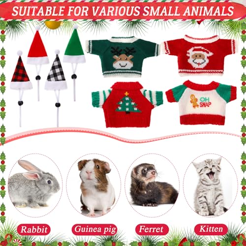 4 Pares Disfraz Navidad Para Cobaya Pequeña con Bufanda miniatura 6