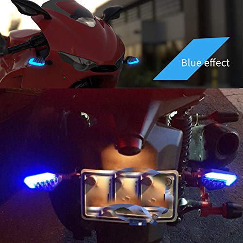 Mooreaxe Motorcycle Turn Signals Lights Blinkers Indicators Motorbike Scooter Daytime Running Light Dirt Pit Bike Atv Quard Bobber Off Road Light Blue/Amber Color #TOP4