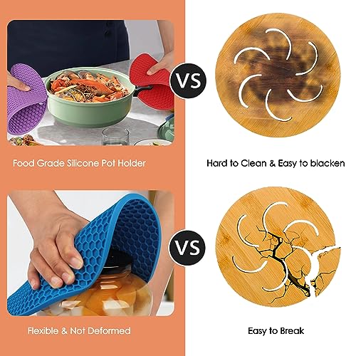 Image of 6 Pack Silicone Trivets for Hot Pots and Pans, 9 inch Colorful Silicone Trivet for Hot Dishes, Extra Large Non-Slip & Heat Resistant Hot Pads for Kitchen Counter(Colors)