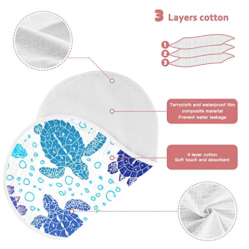 Sea Turtle Ocean Bubble Marine Turtles Muslin Burp Cloths for Baby 2 Pack 100% Cotton Baby Washcloths Bibs for Boy Girl3