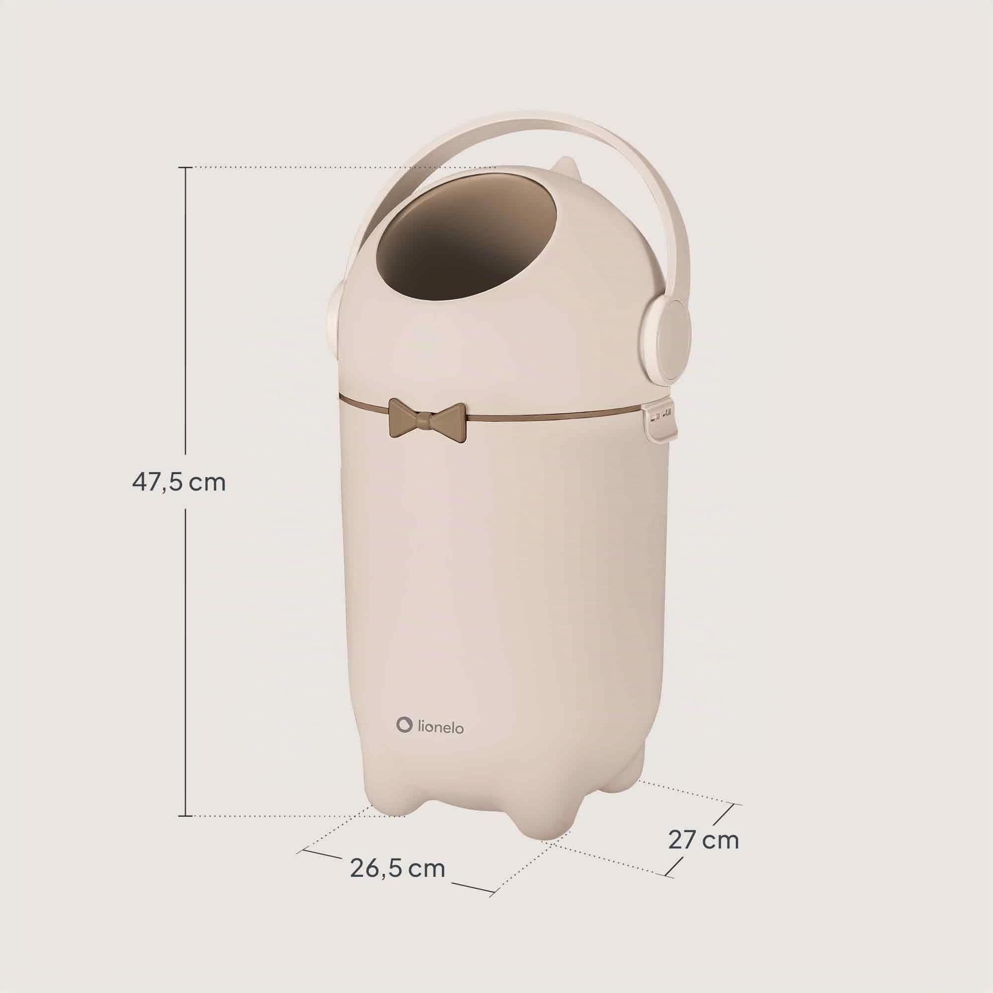 lionelo Purebin contenedor pañales que no deja salir los olores, para bolsas universales sin recambios caros, cubo basura pañales para bebé, uso con una mano, 10 l