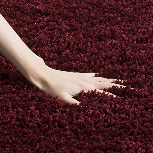 Image of Premium Polyester Shaggy Round Rug - Ultra Soft Fluffy Circle Carpet for Bedroom, Living Room, Kids Room, Anti-Skid Plush Floor Rug - (Maroon, 6 feet|180cm)