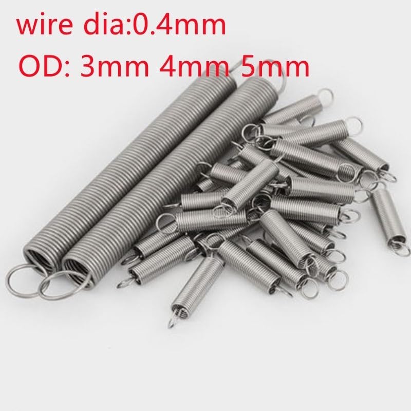 10PCS Extension Spring OD 3mm 4mm 5mm 6mm Stainless Steel Tension Spring with A Hook Length 10mm to 60mm(20mm,3MM_0.4MM)