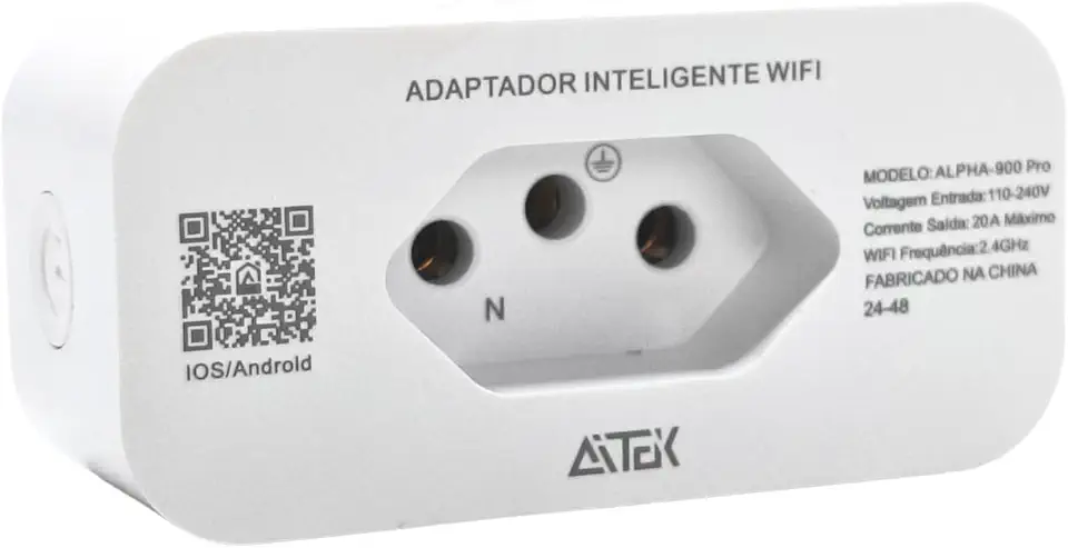 Tomada Residencial Inteligente WiFi Controle por App/Voz Medidor de Energia Smart Plug 20A Bivolt Automação com Design Seguro
