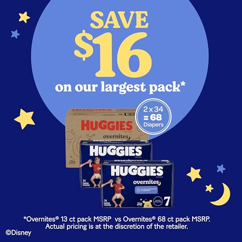 huggies size 7 overnites baby diapers overnight diapers size 7 41 lbs 68 ct 2 packs of 34 packaging may vary