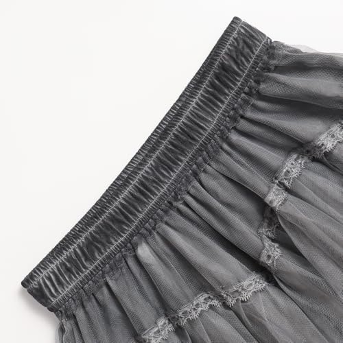 Women's Fairy Elastic Waist Pleated Tulle Midi A-Line Skirt2