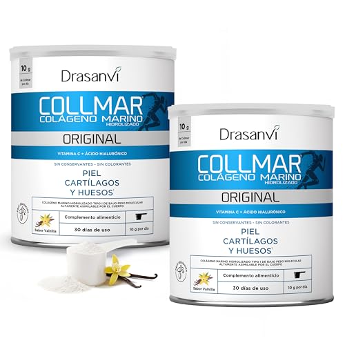 Drasanvi Collmar Colágeno Marino Hidrolizado Vainilla 300 g x2 | 9.660 mg por Dosis | Con Vitamina C Natural y Ácido Hialurónico | 30 Días | Sin Gluten