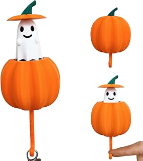 Ghost Pop Up Pumpkin Key Holder,Telescopic Ghost Pumpkin Key Holder Hook,Fun Halloween Decoration Suitable for Refrigerators, Offices,Door,Corridors