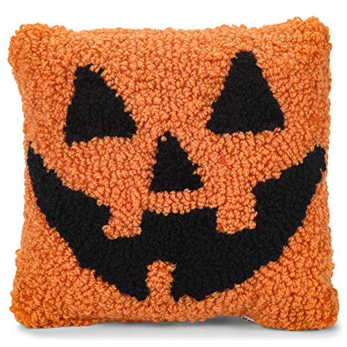 C&F Home Bright Orange Jack O Lantern 8 x 8 Acrylic Decorative Throw Pillow