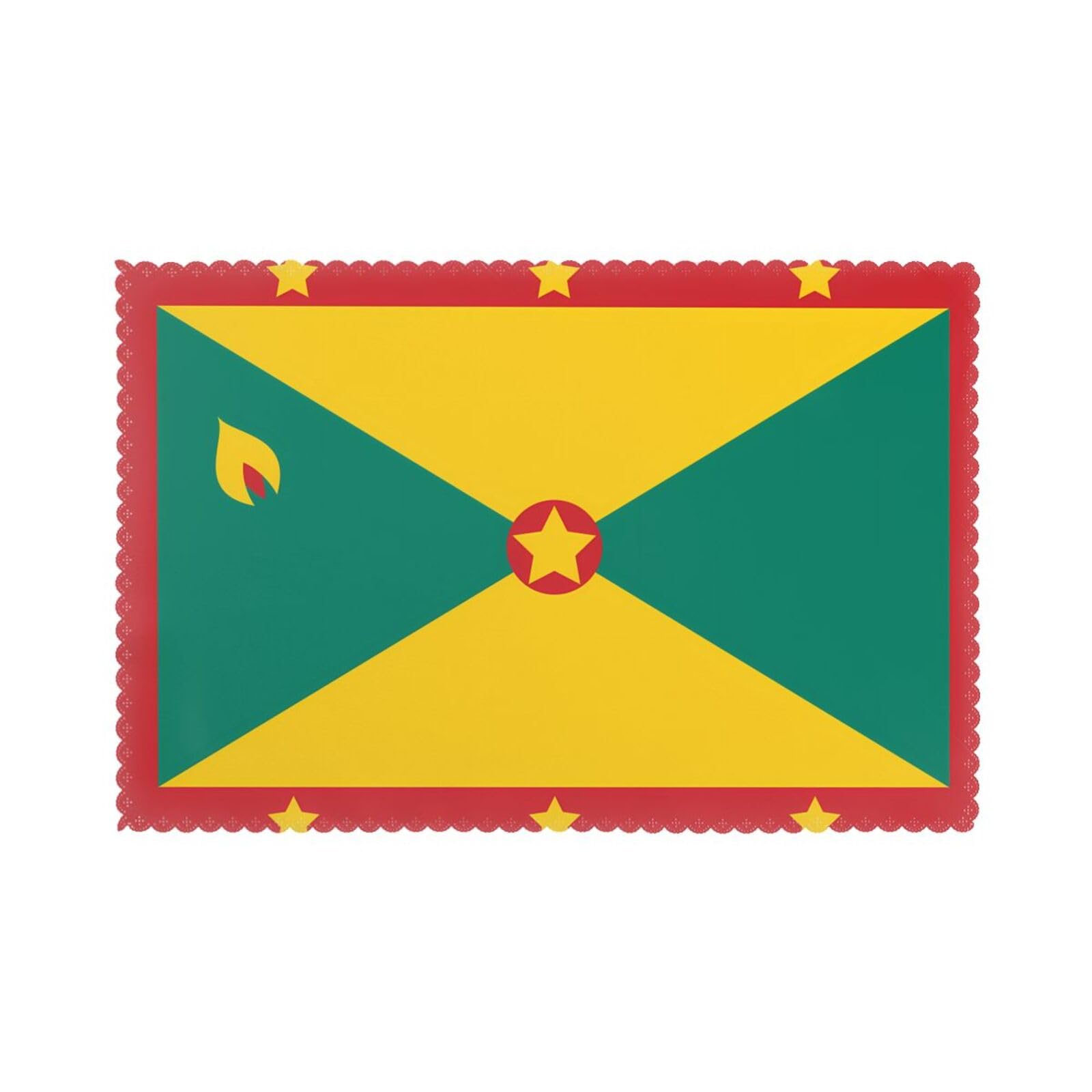 Flag of Grenada Placemat set of 6, oil-proof and insulated dining table placemats, washable and wipeable.