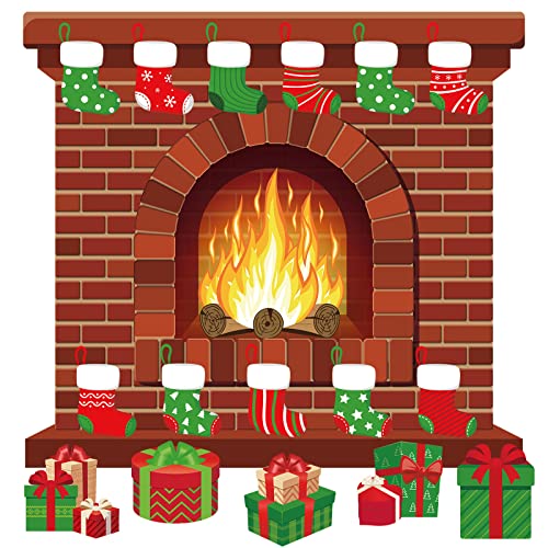 Remagr 66 Pcs Christmas Fireplace Bulletin Board Background Large Holiday