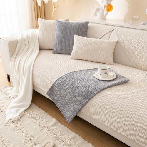 Gavoir Cubre Sofa Chaise Longue，Funda Sofa 3/4/2/1 Plazas Ajustable Algodon，Forros para Sofas Tipo L，Protector Sofa Gatos Arañazo Manta Cubre Sofa,Off-white-90×90cm