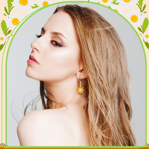 Misdary 12 Pairs Daisy Flower Earrings for Women Cute Dangle Summer Drop Earrings Jewelry Gifts4