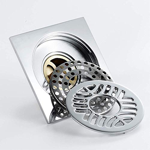Drain de sol en laiton chromé 4 pouces avec grille amovible pour douche chic