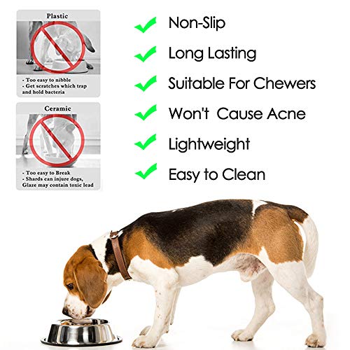 Wedawn Steel Dog Bowls,Dog Dishes 8Oz 12Oz 18Oz 28Oz 48Oz, Cat Bowl Water And Food With Rubber Base For Small/Medium/Large Dogs, Cats, Puppy Rabbit And Kitten (1.5 Cup/12 Oz, Silver/2Pack) #TOP2