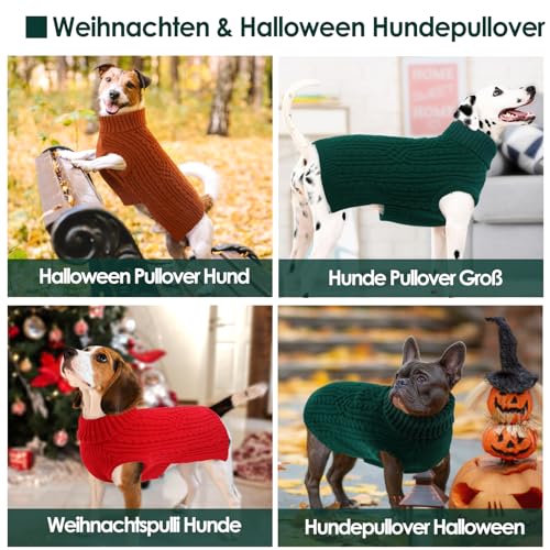AOFITEE Hundepulli für Kleine Hunde, Dackel Pullover Warme Hundepullover Kleine Hunde mit Rollkragen, Weihnachts Hundepullover Winter Pulli Hund Sweater Strickpullover für Dackel, Mops, Malteser S