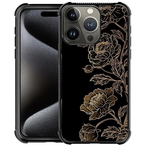 FKBRCL4U for iPhone 16 Pro Max Case, Gold Blooming Flower Dark Pattern Graphic Design Girl Boy Soft Silicone Hard Acrylic Shock Protection for iPhone 16 Pro Max - image 1