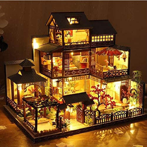 DIY Puppenhaus DIY Holz Miniatur-Puppenhaus Kit Luxuriöse japanische Innenhof Gebäude Bausatz Heimdekoration Weihnachten – Bild 5