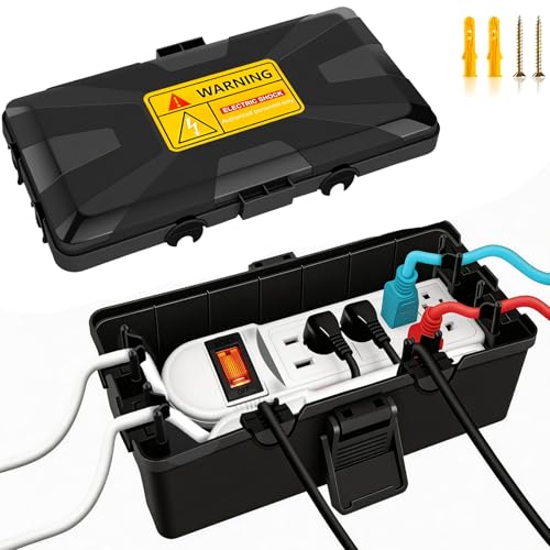 Outdoor Electrical Box, Medium, IP54 Waterproof Extension Cord Connection Box with 6 Cable Entry Ports for Small Power Strips, Holiday Lights, Outdoor Plugs and Extension Cords