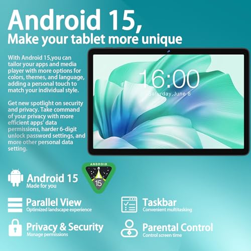 Image of 2026 Upgraded Android 15 Tablet 10.1 Inch Octa-Core Tablets with Keyboard Mouse, 22GB+128GB+1TB Expand, 8000mAh Large Battery,1280x800 IPS HD Touch Screen, Widevine L1, 5G WiFi, GPS-Metal Grey