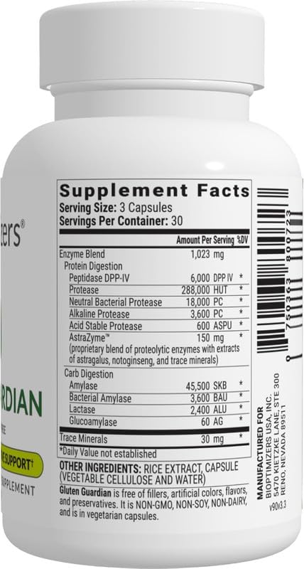 Gluten Guardian 3.0 - Enzyme Supplement with DPP-IV to Support Gluten Digestion – May Help Prevent Bloating, Gas, and Indigestion, 90 Capsules | High Strength Herbal Supplement | Clean Label Ayurvedic Wellness-image-12
