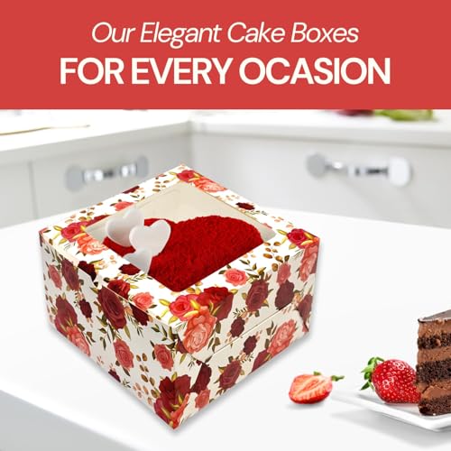 Image of PAPYRUS Window Box For Cake Box 1 /2-1 kg | (8 * 8 * 5 (Pack Of 10) | Printed Window Floral Boxes | Cake Box With Window | SBS Board Paper transparent