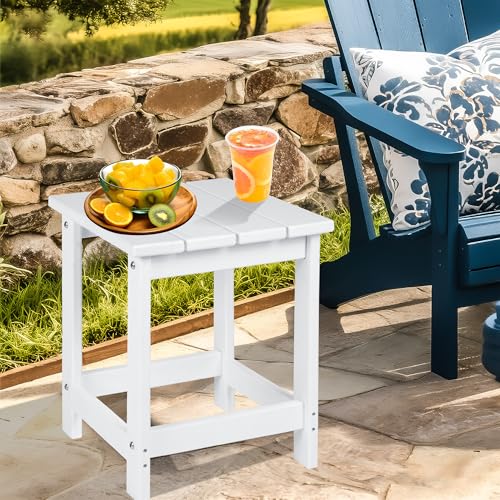 image for LZRS Adirondack Square Outdoor Side Table for Patio, Pool Composite Pa