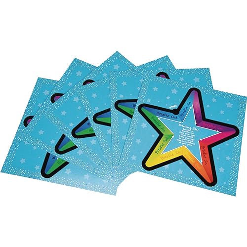 Image of Really Good Stuff Tactile Breathing Star Cards, 6-Pack, Ages 3+, PreK+ | Social Emotional Learning Sensory Tool, Calming Fidget, Promotes Relaxation & Helpful Breathing Techniques
