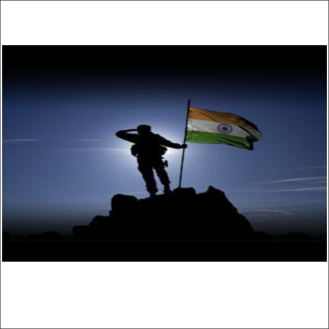 World care Army Man Holding Flag Wall Poster for Sport, Kids Room, Living Room Pack of-1, (Mulitcolor, Size - 30Cm X 45Cm)