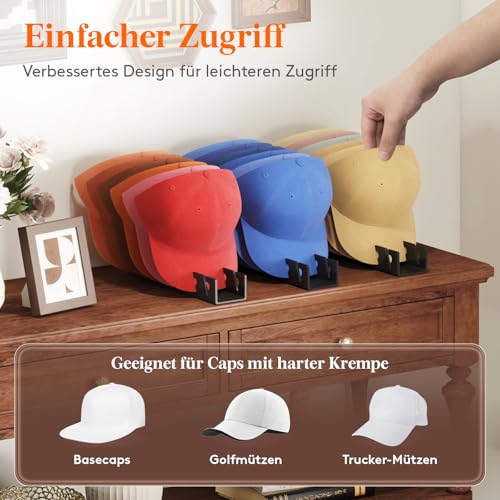 Lifewit Cap Halter, 3 Stück Kunststoff Kappen Organizer, Cap Aufbewahrung Fasst 21 Hüte, Desktop Cap Halterung, Kappenhalter für Schlafzimmer, Kleiderschränke, Kommoden und Wände, Schwarz