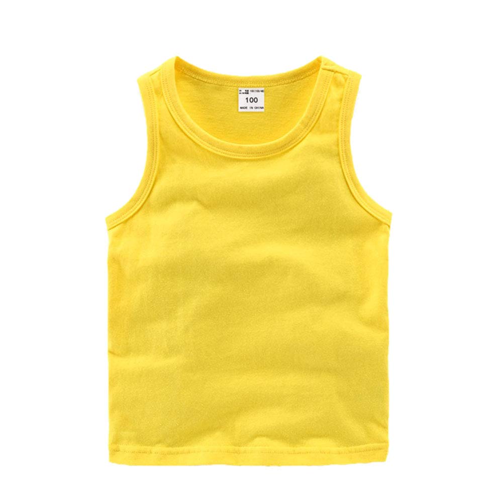 DCUTERQ niño bebé niños niñas sólido Tanque Tops Camisetas Camisetas algodón Verano Chaleco sin Mangas Amarillo 5 años