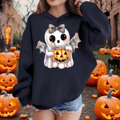 Halloween Sweatshirts for Kids Girl Ghost Pumpkin Sweater Cute Spooky Coffee Graphic Pullover Shirts2