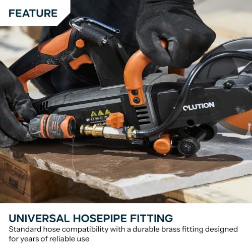 Image of Evolution R6DCT 6-Inch Electric Concrete Saw | Dual-sided water suppression | 1600W motor | 2-inch cut depth | Endurance diamond blade | Porcelain-ready with specialized blade | Active load indicator