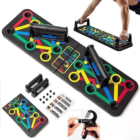 Uday Sport 15-in-1 Push Up Board with Hand Gripper- Foldable Pushup Trainer for Home Workout, Color Coded Muscle Training System for Chest, Shoulder, Back, Biceps, Triceps Strength Training Equipment-picture-17