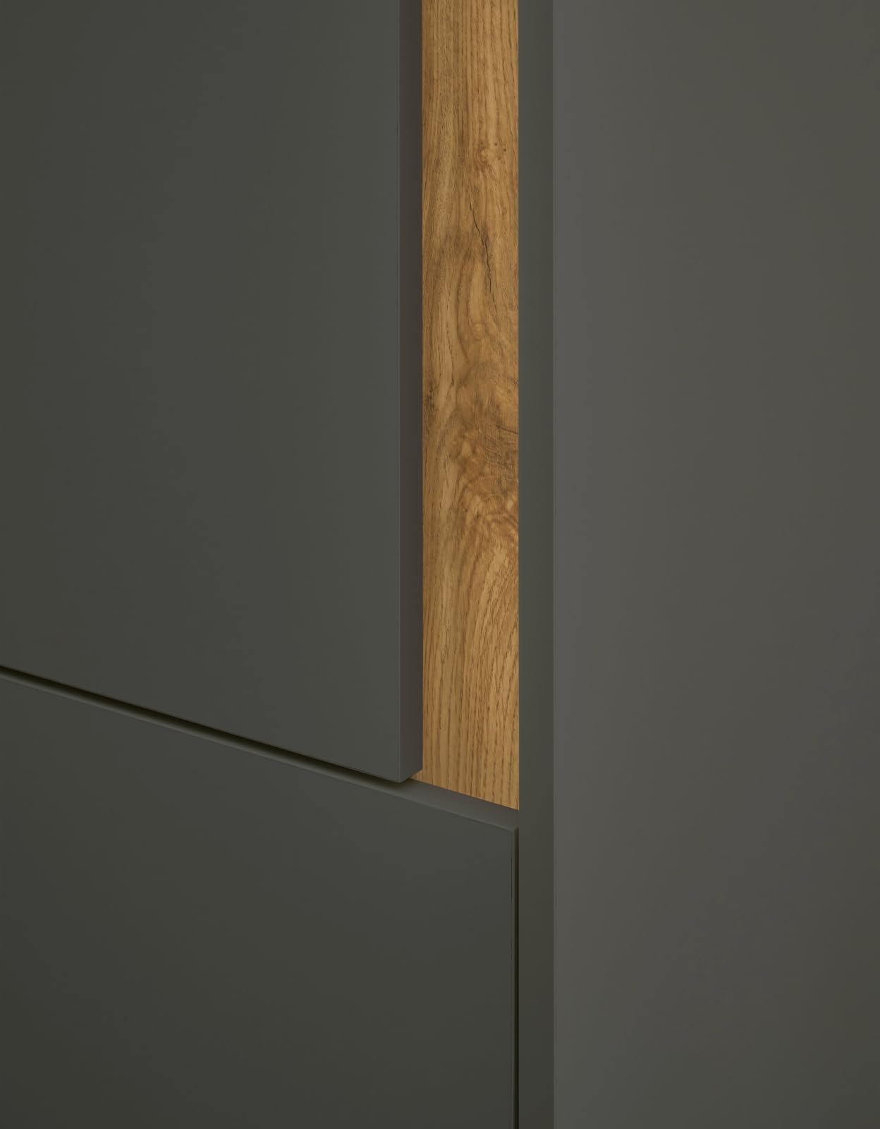 Büromöbel Set grau matt Wotan Eiche Holz modern Schreibtisch Kommode Aktenschrank Regal Homeoffice Büro Stauraum Center (Set 4)