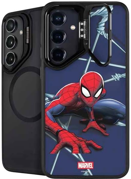 Skinit Kickstand Phone Case Compatible with Galaxy S24 - Officially Licensed Marvel Spiderman Crawling Spiderman Design