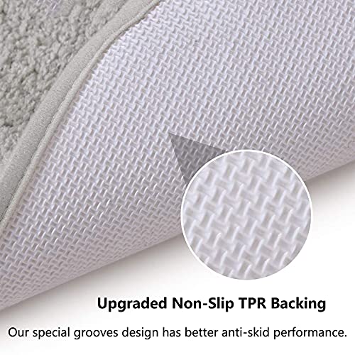 Tapis de douche d'angle antidérapant et lavable en microfibre douce gris clair