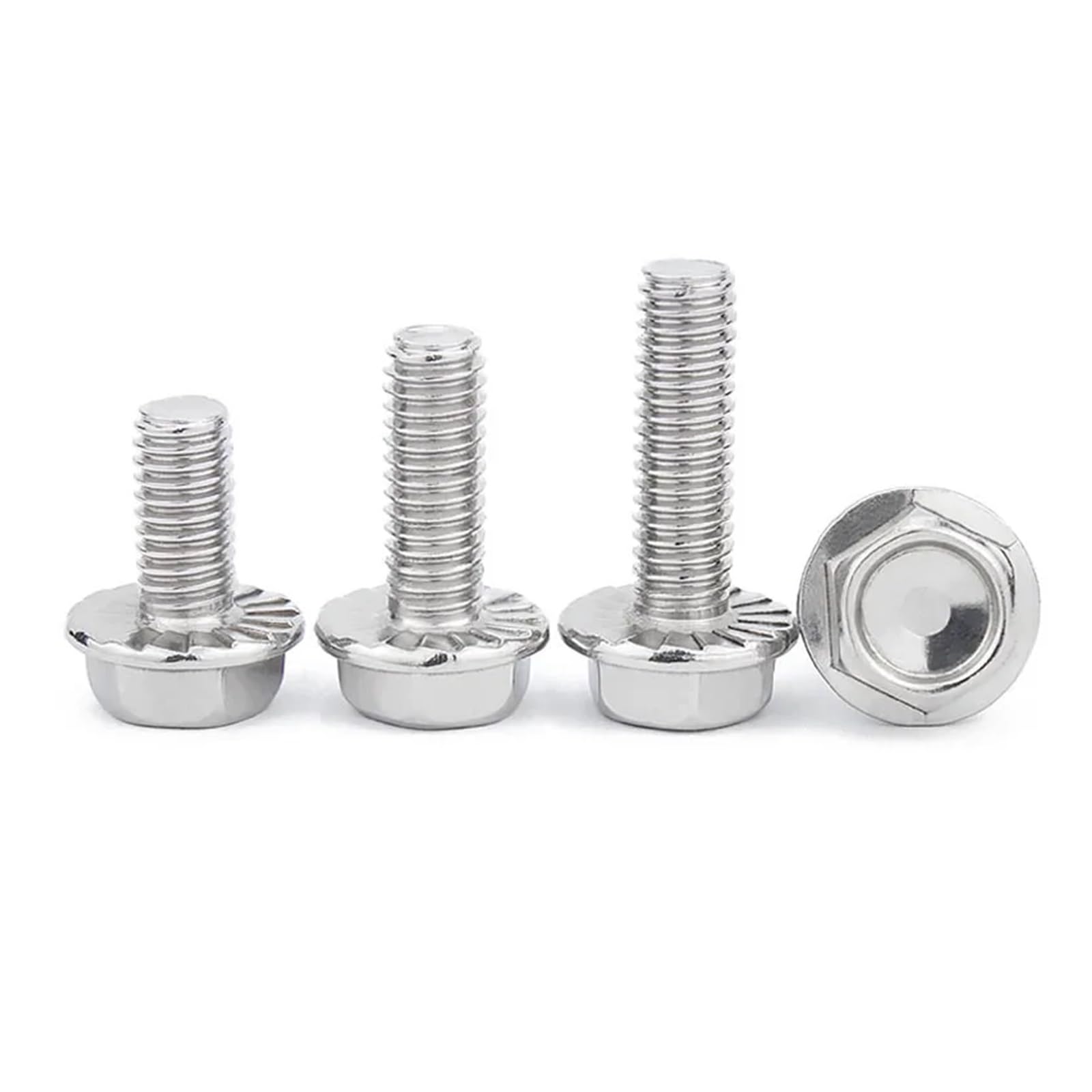 1/10pz M4 M5 M6 M8 M10 M12 A2 304 Acciaio inossidabile Testa esagonale con flangia dentellata Vite a testa esagonale Rondella GB5789 Bullone 8-50mm(50mm,10pcs M8)