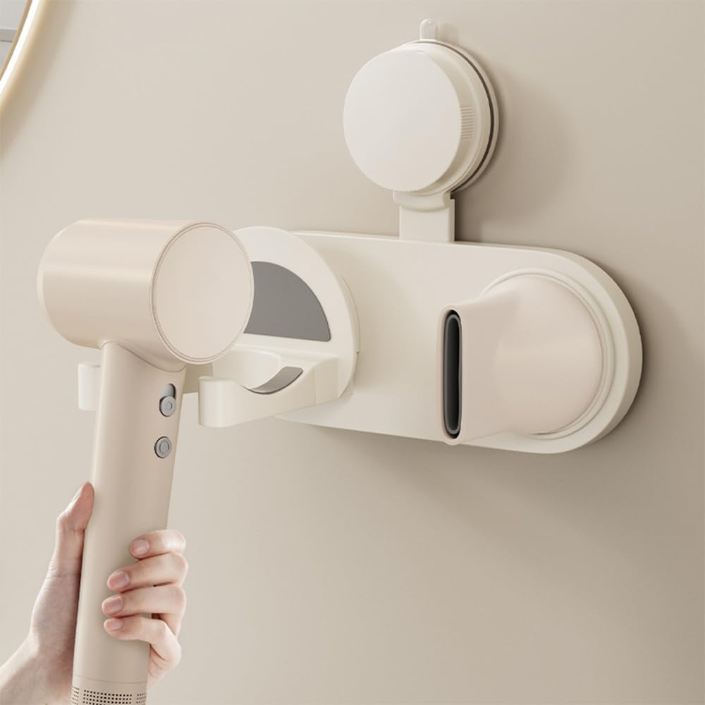DONGKER Porta Asciugacapelli da Parete, Supporto per Asciugacapelli Magnetico da Bagno, Porta Phon con Ventosa e Funzione di Archiviazione Nascosta del Cavo per Spogliatoi, Barbieri, Camere da Letto
