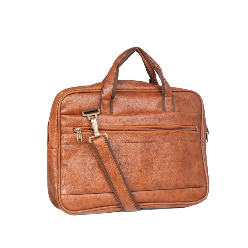 Image of Mihaa Laptop Bags for Man | Leather Laptop Bags for Men Office | Upto 15.6 Inch | Water Resistant | Multiple Organisers | PU Leather | Professional Office Bag - [Brown]