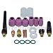 TIG Stubby Gas Lens 17GL332 3/32" & #10 Pyrex Cup & TIG Gas Lens Alumina Nozzle Kit Fit DB SR WP 17 18 26 TIG Welding Torch 21pcs