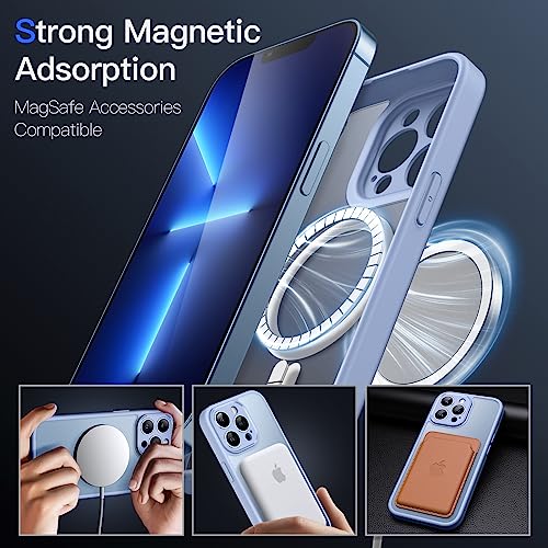 Image of JETech Magnetic Cover Case for iPhone 13 Pro Max 6.7-Inch, Compatible with MagSafe, Translucent Matte Back Camera Lens Full Protection Slim Shockproof Phone Cover (Sky Blue)